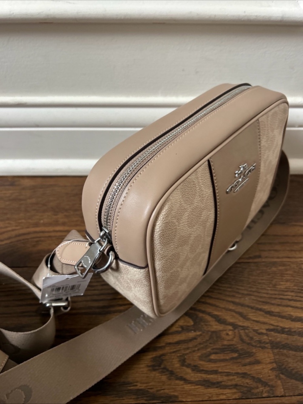 NWT Coach Jamie Camera Bag Siganture Canvas With Stripe CZ185 Sand/Taupe Stripe - Picture 7 of 13